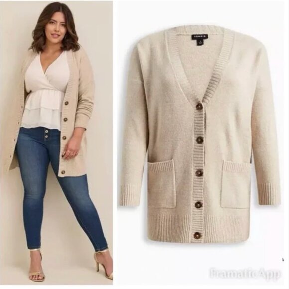 torrid Sweaters - NWT Torrid Vegan Cashmere Boyfriend Cardigan V-Neck Sweater Size 1X 14-16 NEW